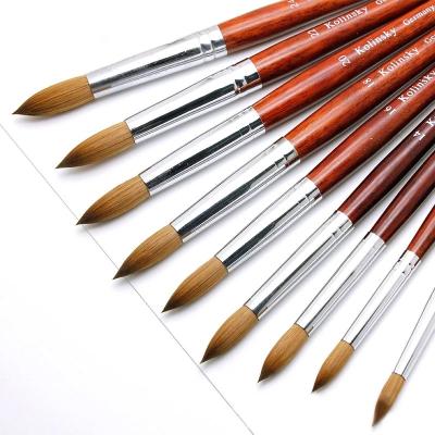 China Beauty Care Makeup Tools Kolinsky Professional Wooden Handle Kolinsky Nail Art Brush 100% Acrylic Nail Brush With Different Sizes for sale