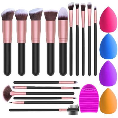 China Black Rose Gold Face Care 14pcs 16pcs Makeup Brush Set Fashion Smudge Brush With Soft Makeup Sponge Private Label Makeup Brushes for sale