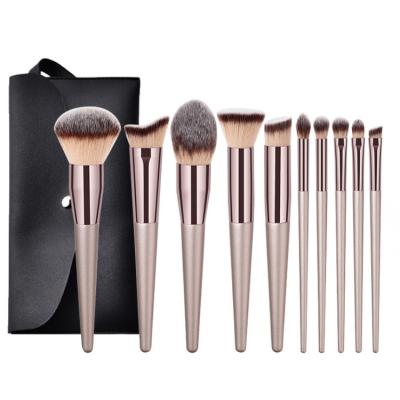 China Custom Logo Cosmetic Tools Smudge Brush 10 Pcs Set Wooden Handle High Quality Ladies Custom Make Up Brushes With Makeup Brush Pack for sale