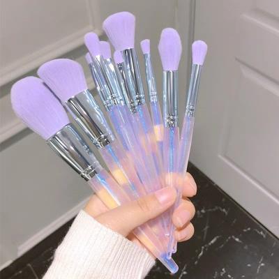 China Spot Brush 10 Pcs Cosmetic Makeup Brush Tools Wholesale Cosmetic Brush Crystal Handle Cosmetic Brushes With Bag For Make Up for sale