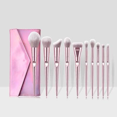 China Fan Brush Portable Nylon High Quality Facial Care 10 Piece Makeup Brush Set Custom Logo Vegan Foundation Makeup Brush Sets for sale