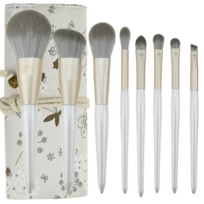 China Angular Blush Fashion 8pcs Artificial Simulate Bristle Dumb Gold Tube Birch Aluminum Handle Makeup Brush With Cloth Bag for sale