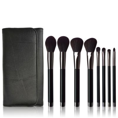 China High Quality Black Wooden Handle Synthetic 8 Pcs Makeup Brush Smudge Luxury Set Brush for sale