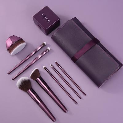 China Wholesale 12 Pcs Durable Vegan Purple Private Label Makeup Set Custom Brush With Bb Cream Flat Kabuki Makeup Brush for sale