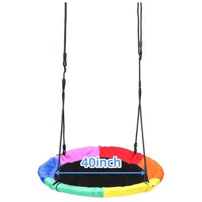 China Modern Outdoor Playful Kids Swing Multicolor Foldable Fabric Round Tree Swing For Kids for sale