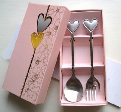 China Party Favor Love Heart Spoon And Fork 2pcs Set Wedding Party Favors for sale