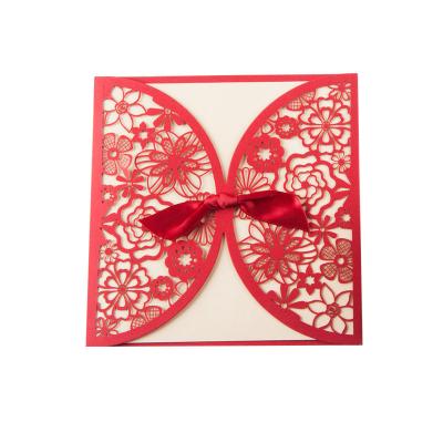 China Customizable China Square Laser Cut Wedding Invitations Wedding Cards For Party Suppliers for sale