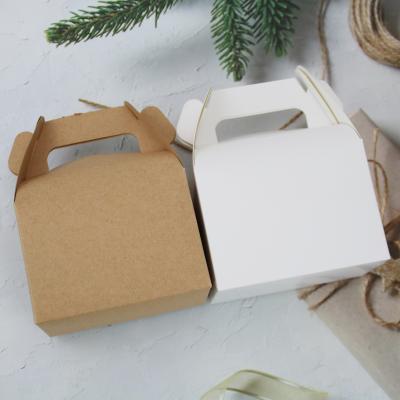 China Custom Solid Color Recyclable European Style Kraft Paper Box Cupcake Box For Party Supplies Gift Bag With Handle for sale