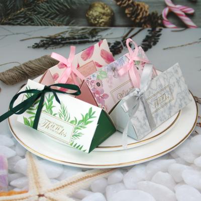 China Recyclable Triangle Shape Candy Box Wedding Souvenirs For Guests Decoration Home Baby Shower Favors Box Wholesale for sale