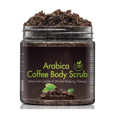 China Custom Organic Natural Coffee Exfoliator Anti Cellulite Exfoliator Arabica Coffee Body Scrub Private Label for sale