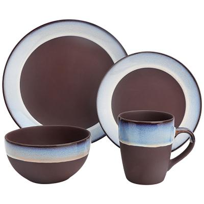 China Viable Reactive 16pcs Glaze and Clay Dinnerware Sets New Design Ceramic Stoneware Dinner Sets for sale