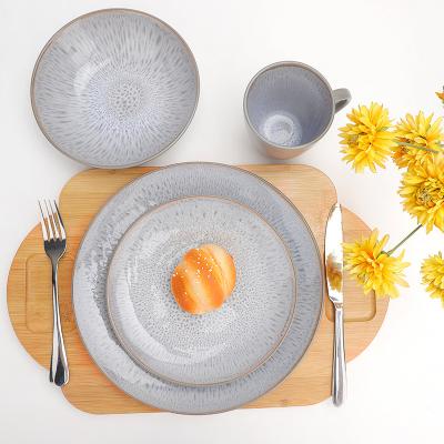 China Sustainable China Wholesale Luxury Porcelain Hot Sale Dinnerware Set Ceramic Stoneware Plates Sets for sale