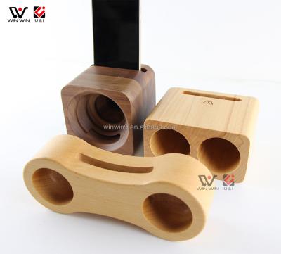 China No 2021 Newest Design Bamboo Cherry Wood Phone Amplifier Speaker For iPhone For Samsung for sale