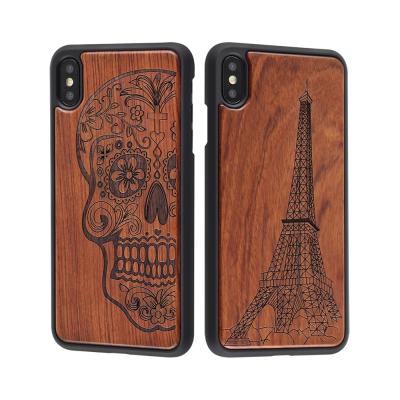 China 2019 Hot Products Custom Logo Laser Engraving Wood +PC Mobile Phone Case Shockproof For iPhone XS Max for sale