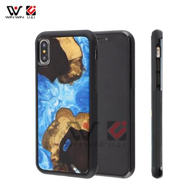 China Custom Made Epoxy Resin Wood Case TPU PC Wooden Fashion Protective Phone Case Eco-friendly For iPhone for sale