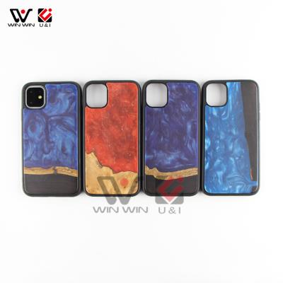 China Each Is Wholesale Unique Hot Sale Resin Wooden Phone Case Accept Customized Wooden TPU PC Phone Case For iPhone 11 for sale