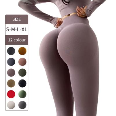 China Breathable High Waist Women Yoga Pants Solid Color Fitness Straight Wear Tight Yoga Pants Butt Crac! crack! gaiters for sale