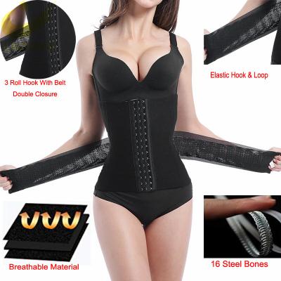 China Antibacterial Women Body Shaper Double Closure Firm Tummy Control Belt Waist Trimmer Neoprene Waist Trainer Slimmer for sale