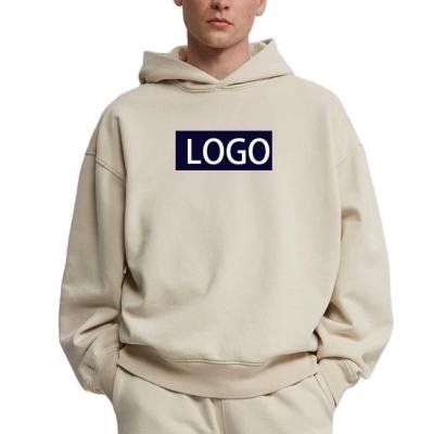 China New OEM Custom Men's Round Neck Hoodie Ecru Anti-wrinkle Shape Embroidered Pullovers Loose Men Hoodies Sweatshirt for sale