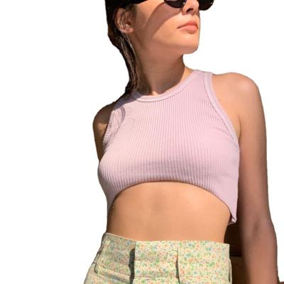 China Hot-selling O-Neck Crop Factory Tank Crop Top Ribbed Fashion Top QUICK DRY Solid Stretchy Good Workmanship For Women for sale