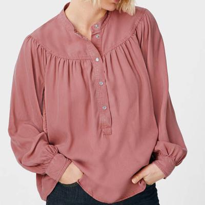 China 2022 summer women's breathable clothing stand up collar women's button up casual loose cotton women's shirt for sale