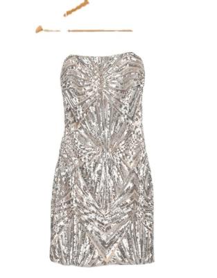 China Custom Made Silver Super Cute Anti-wrinkle Factory T Sequin Bodycon Mini Mesh Fabric Darted Bodice Comfortable Dress for sale