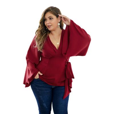 China Red Black White Anti Pilling Women Sexy Shirt Women Blouses Long Sleeve Blouses Shirt Plus Size Women Clothing For Low Price for sale