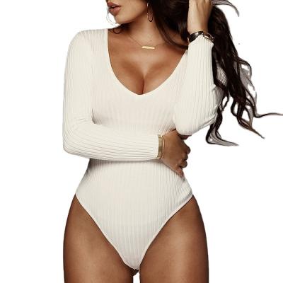 China New Hot-selling Trend Spring And Summer V-Neck Long Sleeve Overalls Breathable Sexy Lady Bodysuit Women for sale