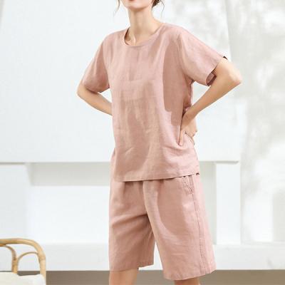 China Hot Selling Summer QUICK DRY 2 Pieces Set Sexy Lady Women Casual Knee Length Yarn Pajamas Sleepwear Ladies Womens Suit Canvas Dyed for sale