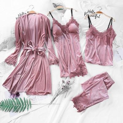 China Breathable Women's Velvet Winter Pajamas Sleepwear Women Onesies Pajamas Set Warm Maternity With Feathers Faux Fur Feather Long Dress for sale