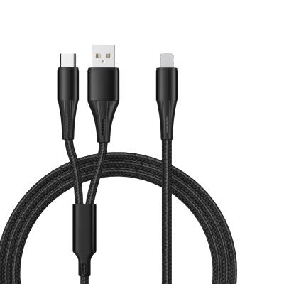 China High Quality USB+TYPE-C Mobile Phone to Lightning 2 in 1 Palladium Fast Charging Data Cable for sale