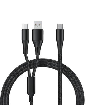 China Mobile Phone Factory USB+TYPE-C to Type C 2-in-1 60W Fast Charging &Synchronization Data Cable for sale