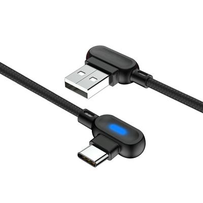 China 90 Degree With Led Light Type C USB-C Cable 90 Degree With LED Light Mobile Phone Fast Charging Data Cable for sale