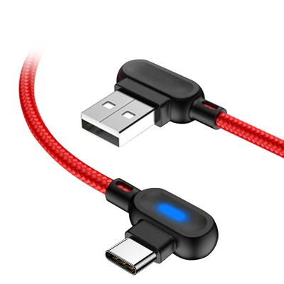 China 90 Degree With Led Light 90 Degree Fast Charging USB Data Cable Game Cable With LED Light for sale