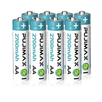 China PUJIMAX Hot Sale Longer Lasting 1.2V AA Rechargeable Batteries With Two Battery Box 2700mAh 8pcs 2A Ni MH Battery For Camera Flashlight Toys for sale