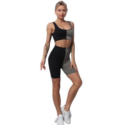 China Promotional Breathable Bra And Legging Shorts Plus Size Creative Yoga Set Shorts Summer Fitness Suit Viable Wear for sale