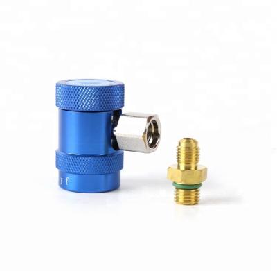 China R-1234yf Refrigeration Quick Coupler Blue Adjustable Brass Connector for Air Conditioner Reduction for sale