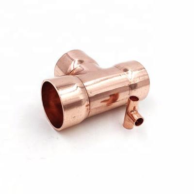 China Copper Pipe Fittings Connect Copper Pipes / Copper Tee / Air Conditioning Refrigeration Pipe Tee for sale