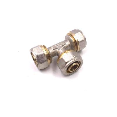 China Best Tool Tee Pex Press 4 Way Pipe Fittings 4 Way Brass Multilayer Pipe Connector For PPR Pipes Tubing for sale