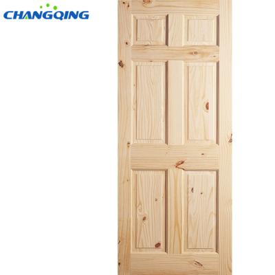 China Shouguang Modern Solid Design 100% Pine Wood Modern Interior Door for sale