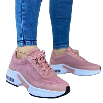 China Shock Resistant Hot sale women's Spring and Autumn New Thick Sole Mesh Lace up Sports Shoes Casual Women's Single Shoes Fashion Versatile Shoes for sale