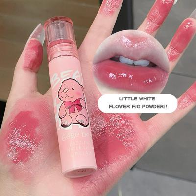 China Waterproof Hot sale Gege bear Cute Bear Colorful Glossy Lip Lacquer Mirror Jelly full Lips Long-lasting Moisturizing Lipstick C for sale