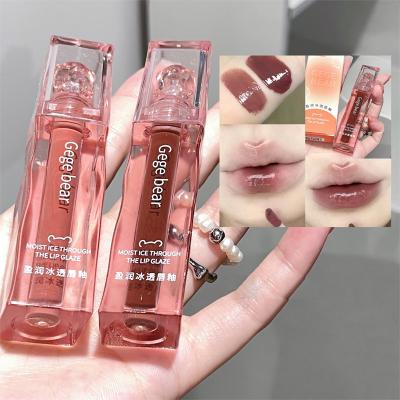 China High shine Hot sale Gege bear Lipcolor Watery Mirror Moisturizing Lip Gloss Non-stick Sweet Lip Glaze cute design Jelly lip gloss for sale