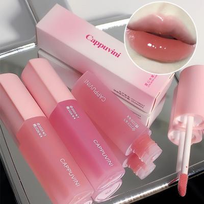 China Waterproof 2024 Cappuvini Love Heart Design Lip Glaze Mirror Water Light Glass Transparent Lip Gloss Moisturizing Female Cute Lipstick for sale