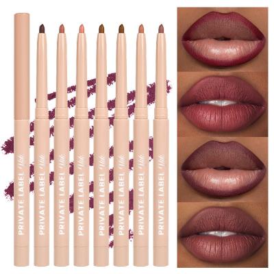 China Waterproof Long Lasting High pigment smooth matte dark brown lip liner 24 hour long lasting waterproof private label matte brown pencil vegan lip liner for sale