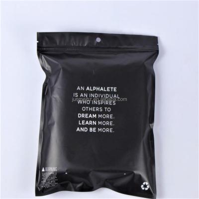 China Waterproof Eco Friendly Black Ziplock Bag For Apparels Custom Recycled Ziplock Packaging Bag Frosted Black Plastic Bags for sale