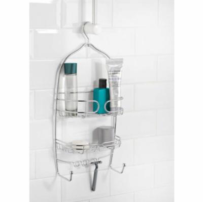 China Modern 2 Tier Shower Caddy 6 Hooks Bath Shower Organizer Chrome Hanging Trolley Rack for sale