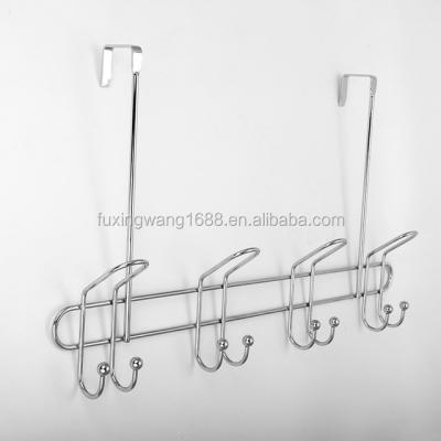 China Wall Mounted Coat Stand Hanger Rack Over The Door Hook Organizer 8 Hooks Heavy Duty Iron Wire Chrome for sale