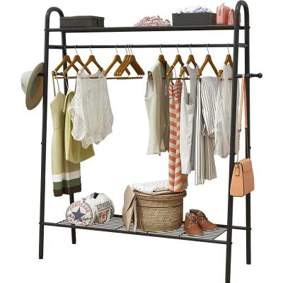 China Sustainable Clothing Garment Rack With Bottom Shelves , Hanging Clothing Drying Rack Organizer for sale