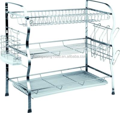 China 3 Tier Kitchen Sustainable Dish Rack With PVC Bottom Tray for sale